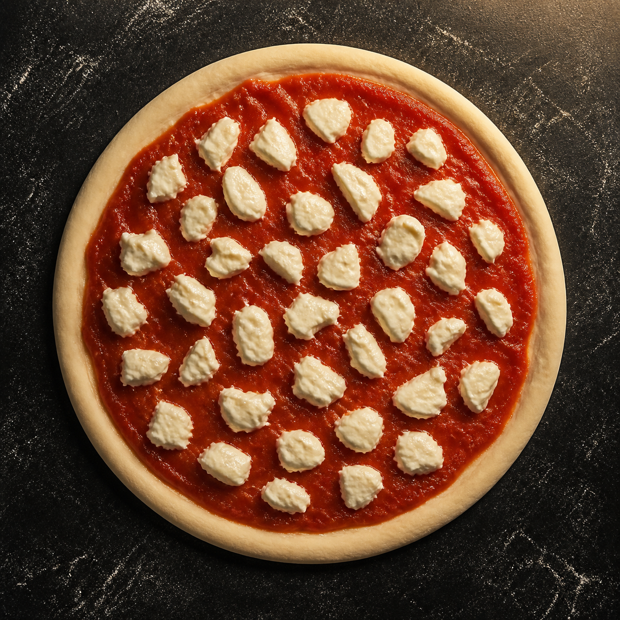 Pizza com molho e muçarela